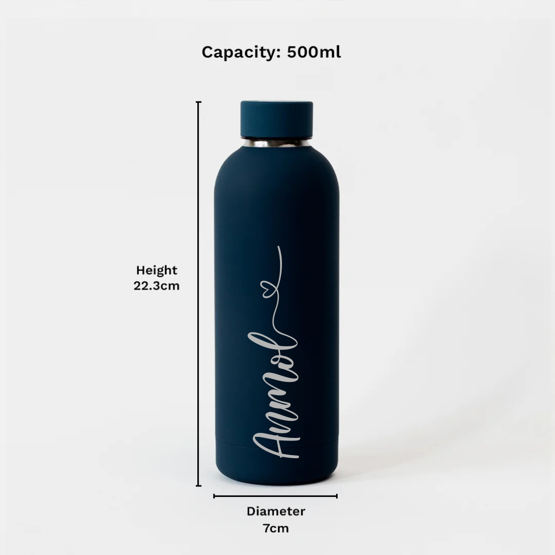 MoustacheMan Personalized Stainless Steel Water Bottle – 500ml | Double Insulated | BPA-Free | Leakproof