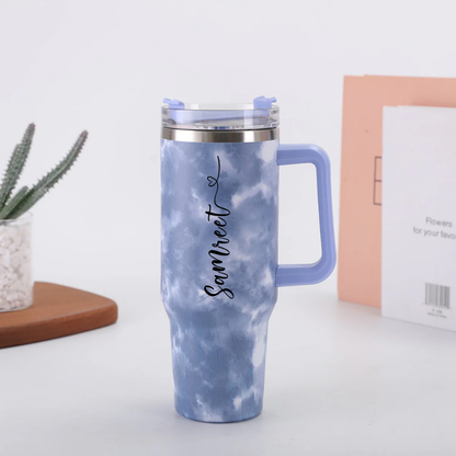 Personalised Travel Tumbler |Marble finish|  1200ml | (Heart Font)