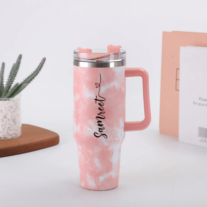 Personalised Travel Tumbler |Marble finish|  1200ml | (Heart Font)