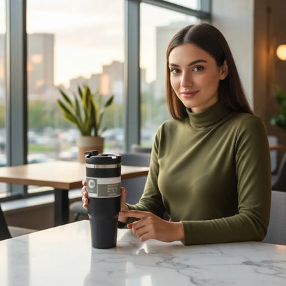 Personalised Vacuum Insulated Tumbler with Handle – 900ml