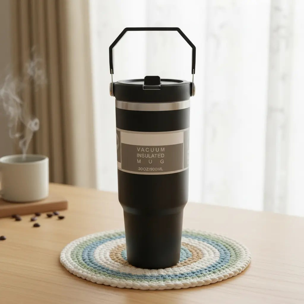 Personalised Vacuum Insulated Tumbler with Handle – 900ml