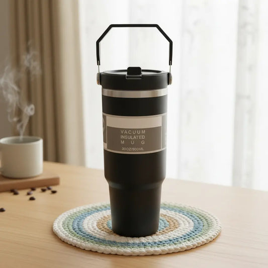 Personalised Vacuum Insulated Tumbler with Handle – 900ml