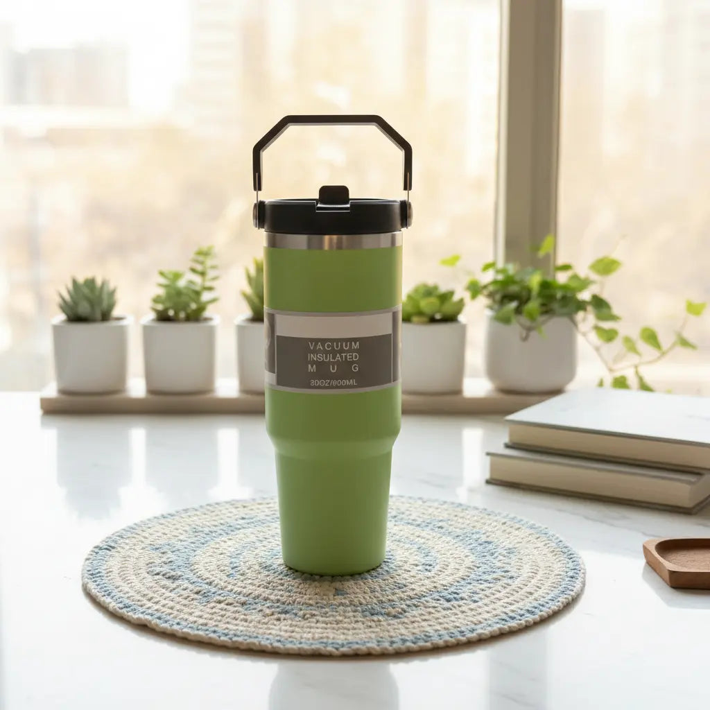 Personalised Vacuum Insulated Tumbler with Handle – 900ml