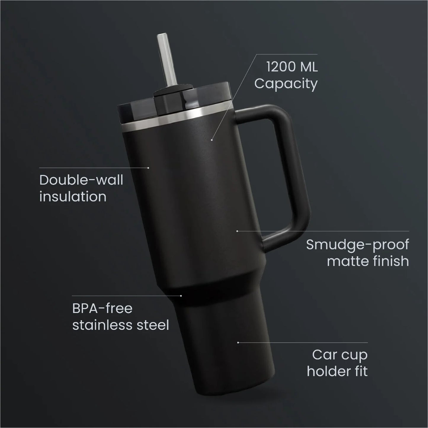 Personalised Travel Tumbler | 1200ml | (Heart Font)