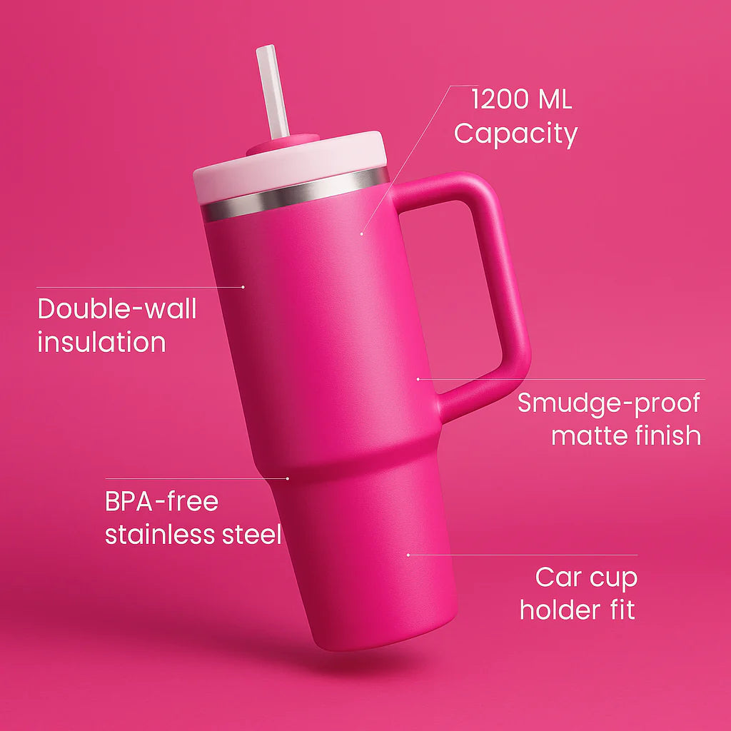 Personalised Travel Tumbler | 1200ml | (Heart Font)