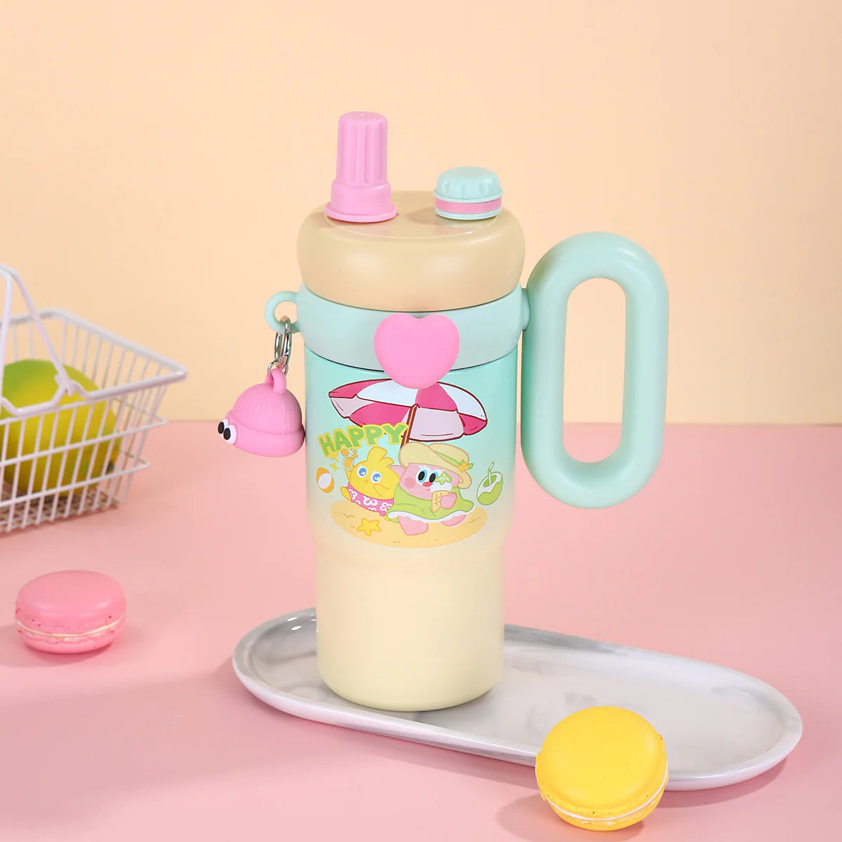 Hot & Cold Rainbow Sip Tumbler with Straw and Spout Lid 900ml