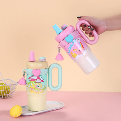 Hot & Cold Rainbow Sip Tumbler with Straw and Spout Lid 900ml