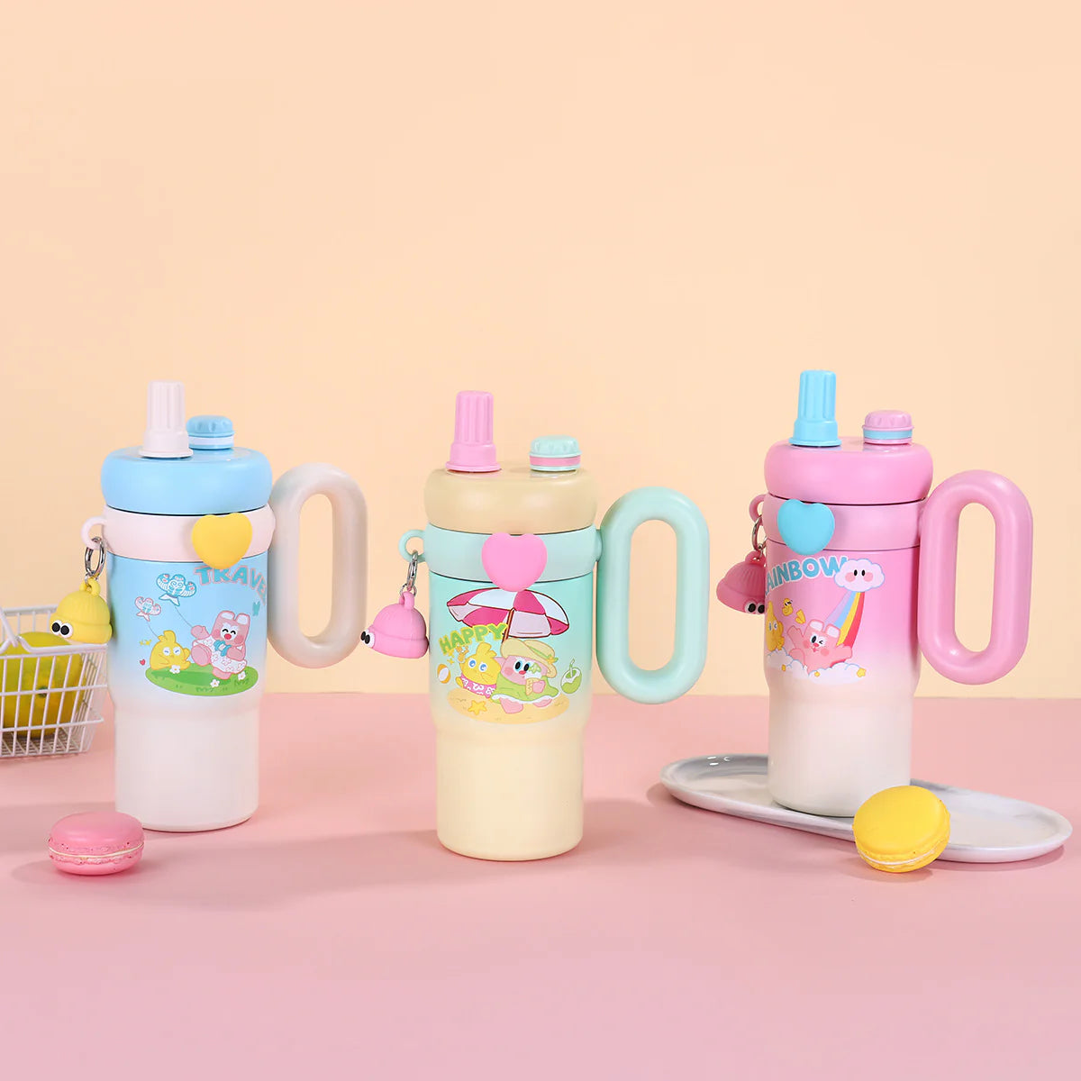 Hot & Cold Rainbow Sip Tumbler with Straw and Spout Lid 900ml