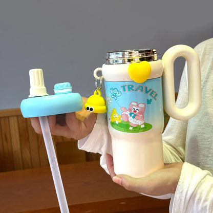Hot & Cold Rainbow Sip Tumbler with Straw and Spout Lid 900ml
