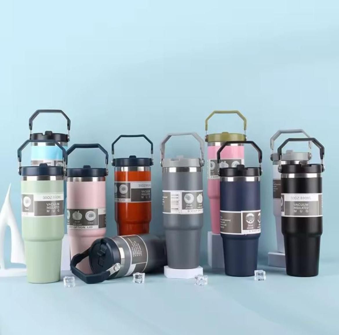Personalised Vacuum Insulated Tumbler with Handle – 900ml