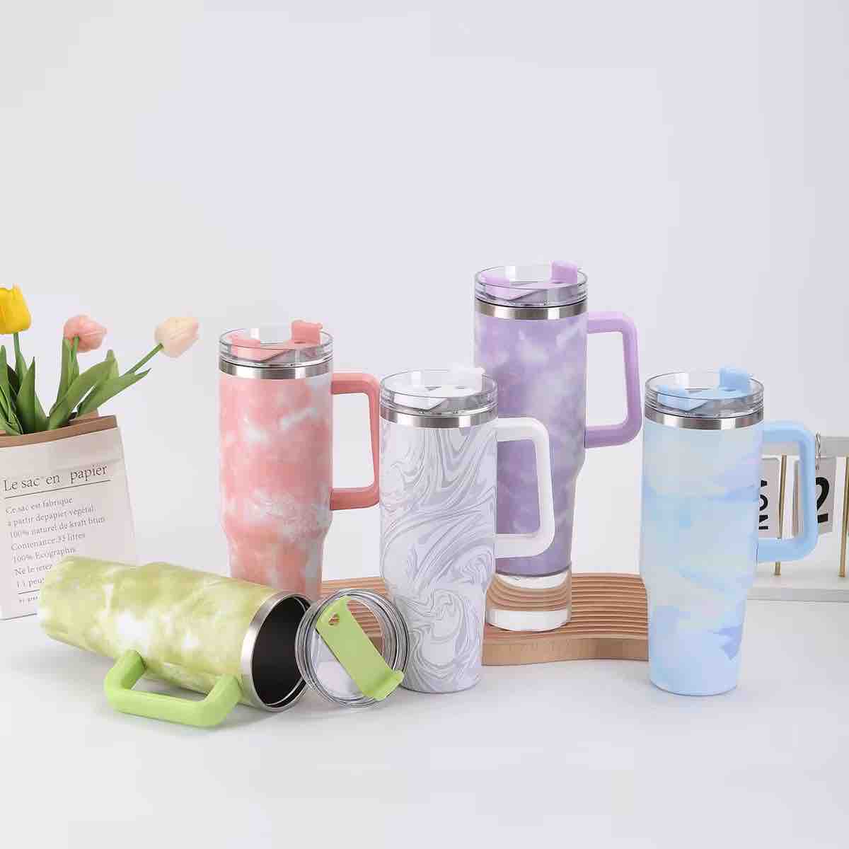 Personalised Travel Tumbler |Marble finish|  1200ml | (Heart Font)