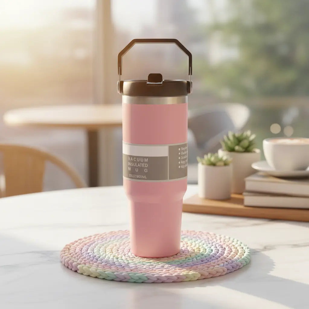 Personalised Vacuum Insulated Tumbler with Handle – 900ml