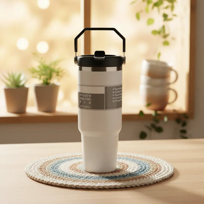 Personalised Vacuum Insulated Tumbler with Handle – 900ml