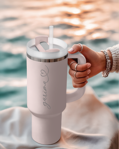 Personalised Travel Tumbler | 1200ml | (Heart Font)