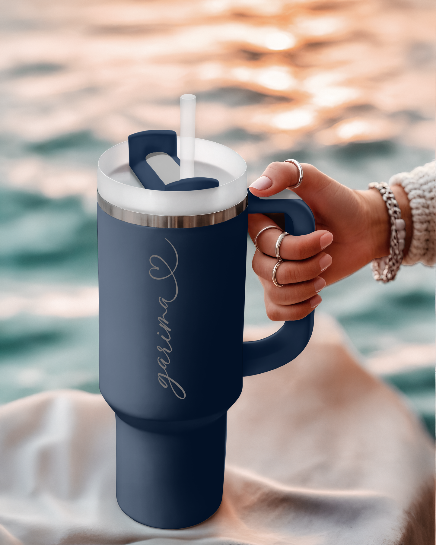 Personalised Travel Tumbler | 1200ml | (Heart Font)