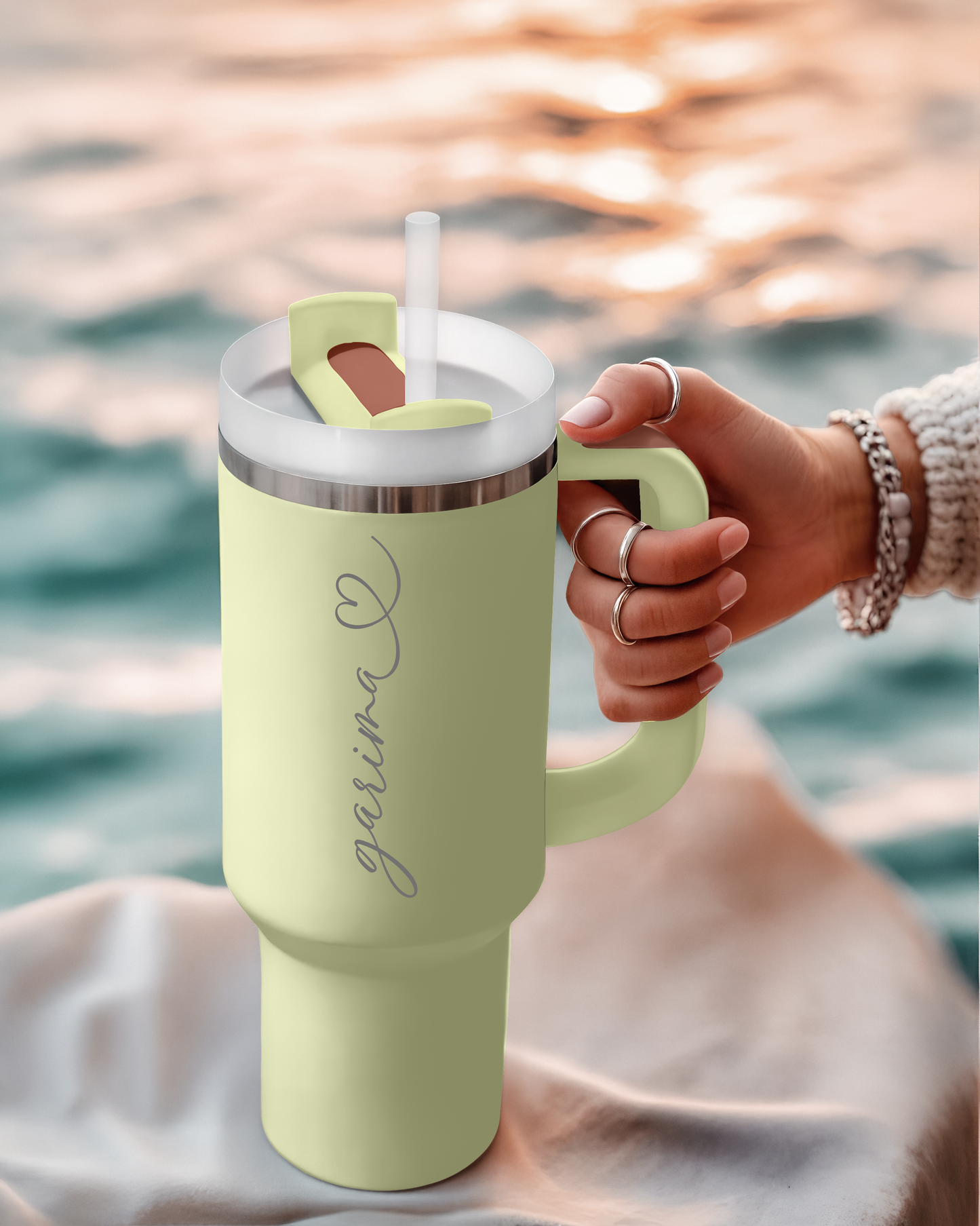 Personalised Travel Tumbler | 1200ml | (Heart Font)