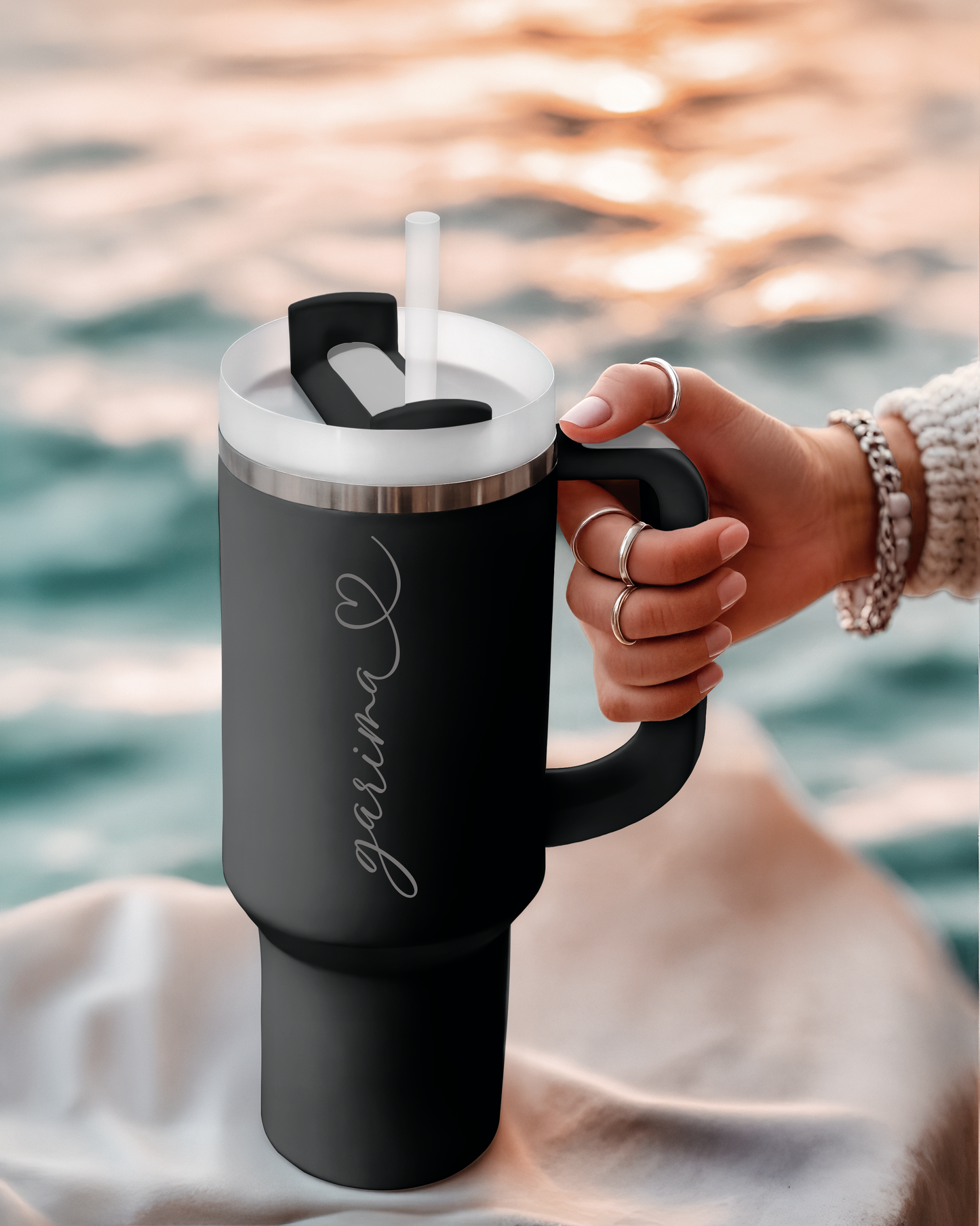 Personalised Travel Tumbler | 1200ml | (Heart Font)